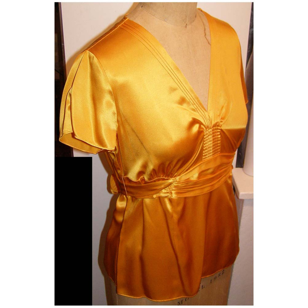🍊 New i.e. silk bright orange blouse tie-waist M 6-8